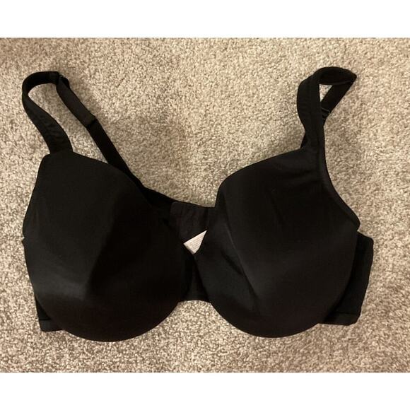 Cacique Classic Fit Black Satin Full Coverage Support Bra, sz 40D - Picture 2 of 7